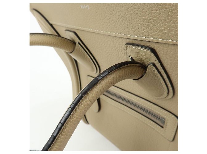 Céline CELINE Luggage Bolso Tote de piel de becerro Bolso de mano Beige - vista 10