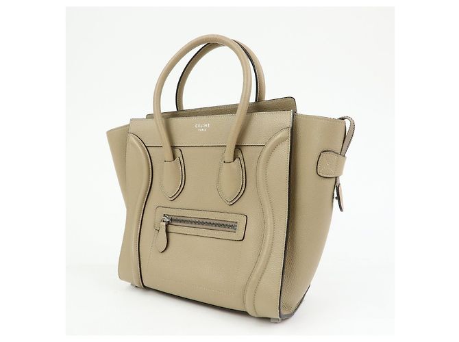 Céline CELINE Luggage Bolso Tote de piel de becerro Bolso de mano Beige - vista 3