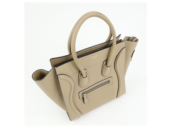 Céline CELINE Luggage Bolso Tote de piel de becerro Bolso de mano Beige - vista 4