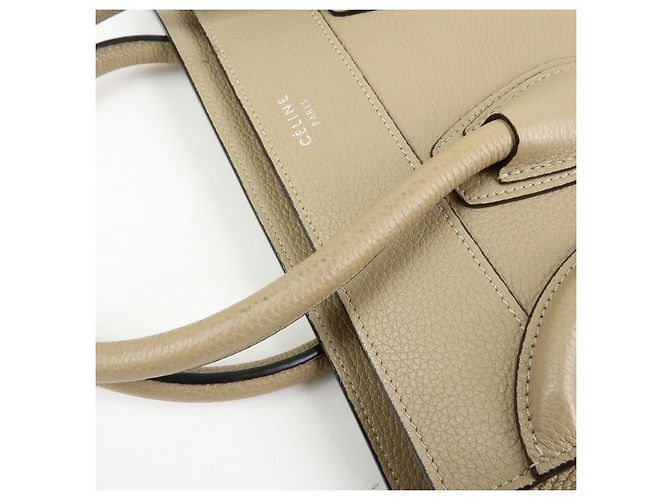 Céline CELINE Luggage Bolso Tote de piel de becerro Bolso de mano Beige - vista 8