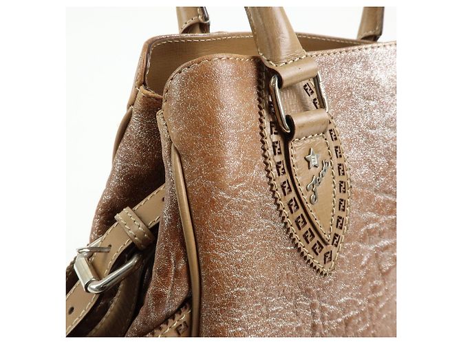 FENDI Borsa Tote Ethnico in pelle Borsa a spalla Camel 8BN162 - vista 15