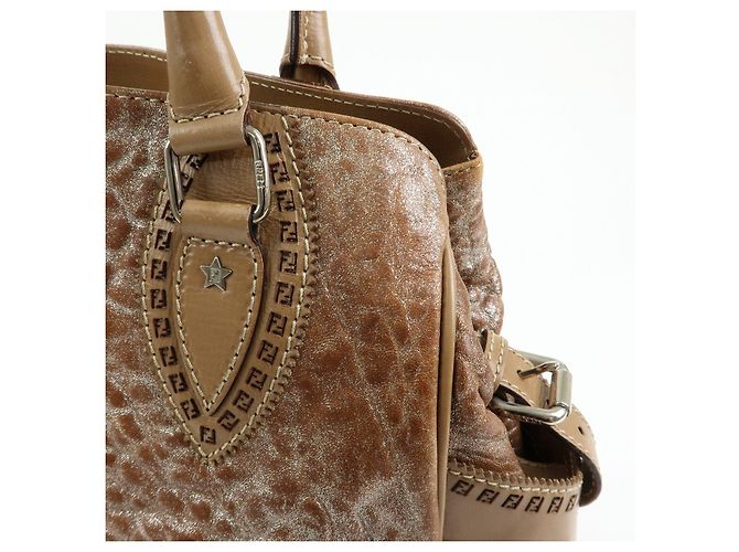 FENDI Borsa Tote Ethnico in pelle Borsa a spalla Camel 8BN162 - vista 16