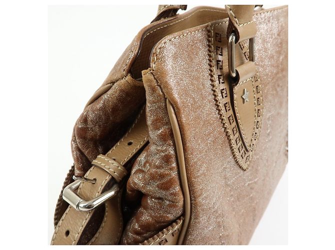 FENDI Borsa Tote Ethnico in pelle Borsa a spalla Camel 8BN162 - vista 17