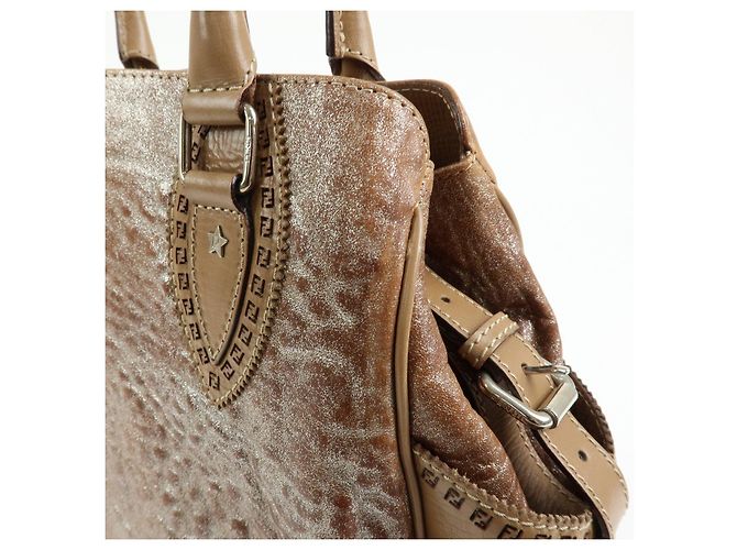 FENDI Borsa Tote Ethnico in pelle Borsa a spalla Camel 8BN162 - vista 18