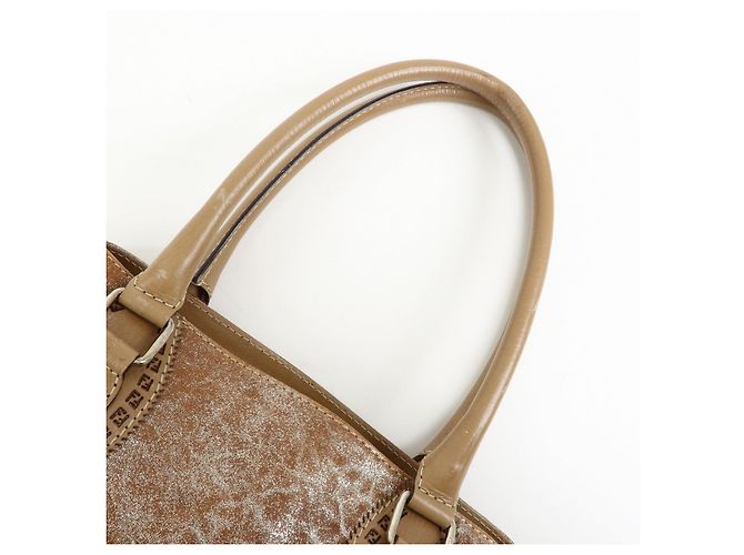 FENDI Borsa Tote Ethnico in pelle Borsa a spalla Camel 8BN162 - vista 6