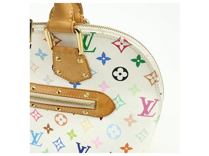 Borsa a mano Louis Vuitton Monogram Multicolor Alma PM Blanc M92647 - vista 17