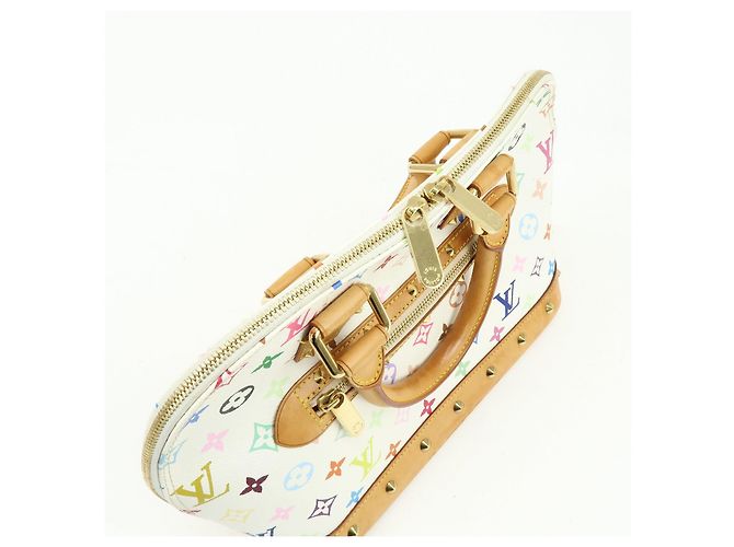 Borsa a mano Louis Vuitton Monogram Multicolor Alma PM Blanc M92647 - vista 21