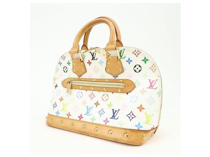 Borsa a mano Louis Vuitton Monogram Multicolor Alma PM Blanc M92647 - vista 3