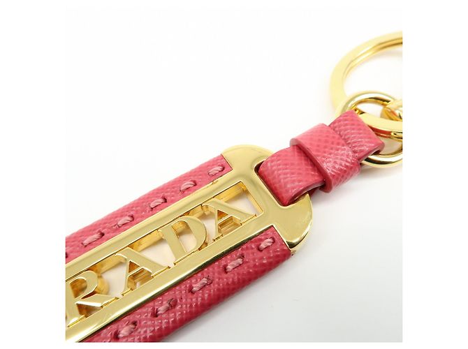 Charm per borsa e portachiavi in pelle e metallo con logo PRADA Pink Gold - vista 10