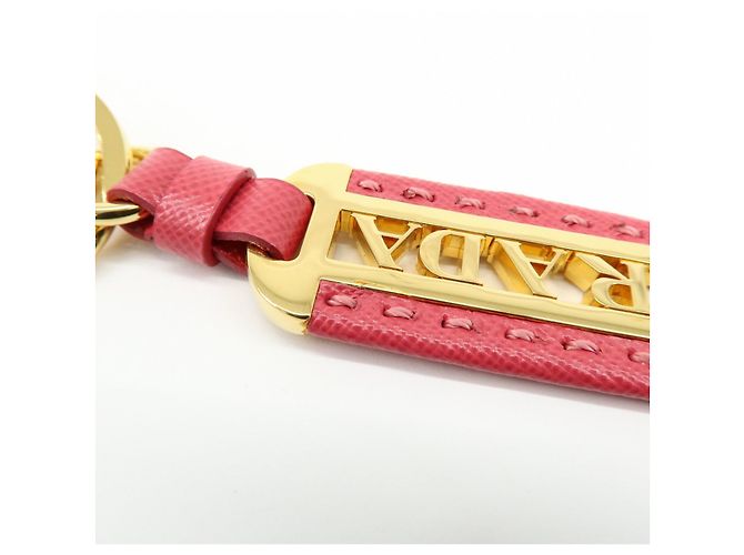 Charm per borsa e portachiavi in pelle e metallo con logo PRADA Pink Gold - vista 11
