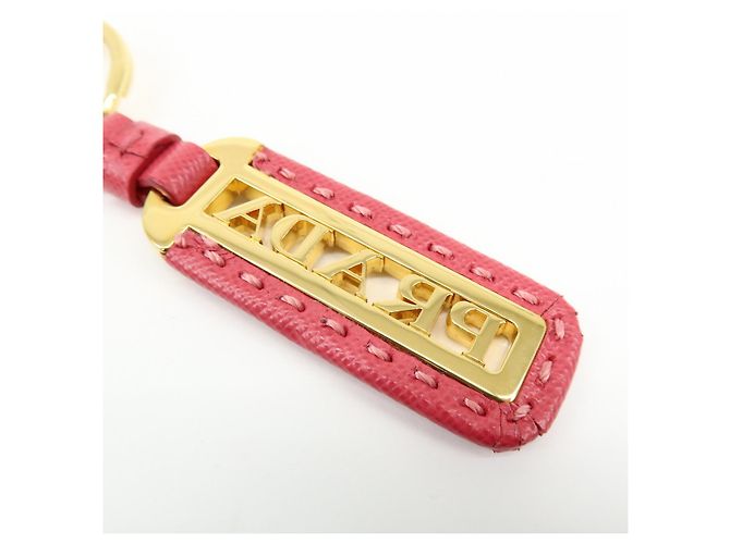 Charm per borsa e portachiavi in pelle e metallo con logo PRADA Pink Gold - vista 12