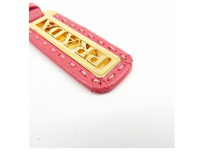 Charm per borsa e portachiavi in pelle e metallo con logo PRADA Pink Gold - vista 15