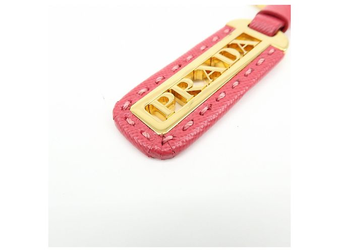 Charm per borsa e portachiavi in pelle e metallo con logo PRADA Pink Gold - vista 16