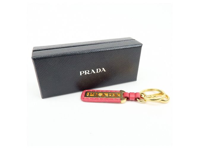 Charm per borsa e portachiavi in pelle e metallo con logo PRADA Pink Gold - vista 18