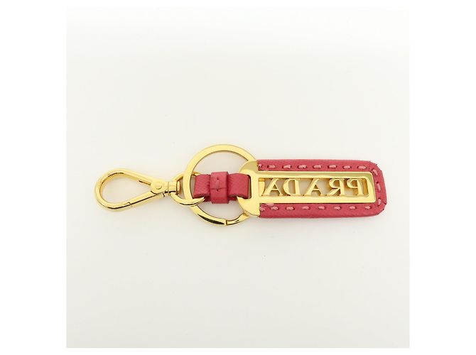 Charm per borsa e portachiavi in pelle e metallo con logo PRADA Pink Gold - vista 2