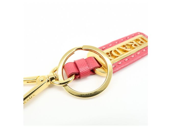 Charm per borsa e portachiavi in pelle e metallo con logo PRADA Pink Gold - vista 5