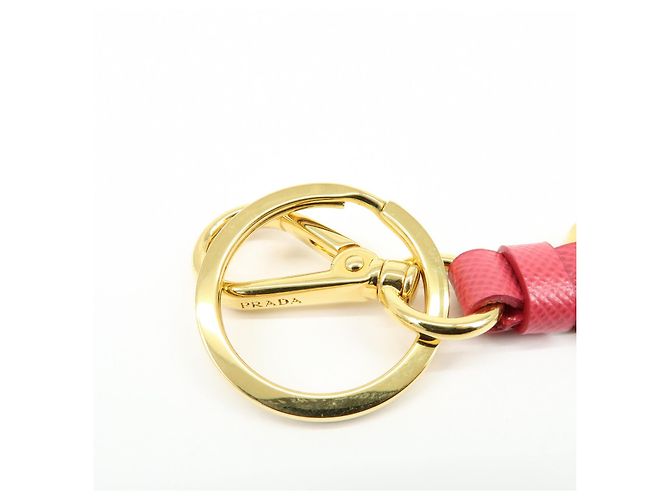 Charm per borsa e portachiavi in pelle e metallo con logo PRADA Pink Gold - vista 6