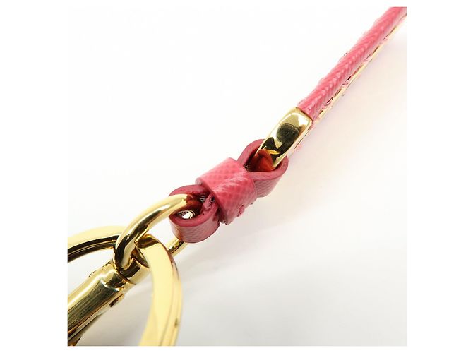 Charm per borsa e portachiavi in pelle e metallo con logo PRADA Pink Gold - vista 7