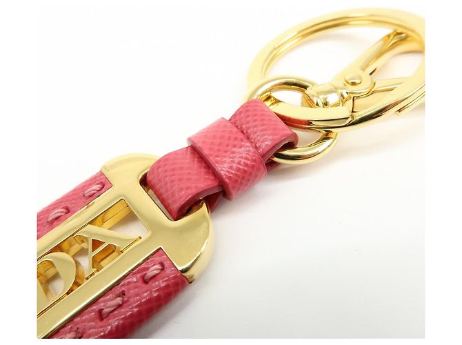 Charm per borsa e portachiavi in pelle e metallo con logo PRADA Pink Gold - vista 8
