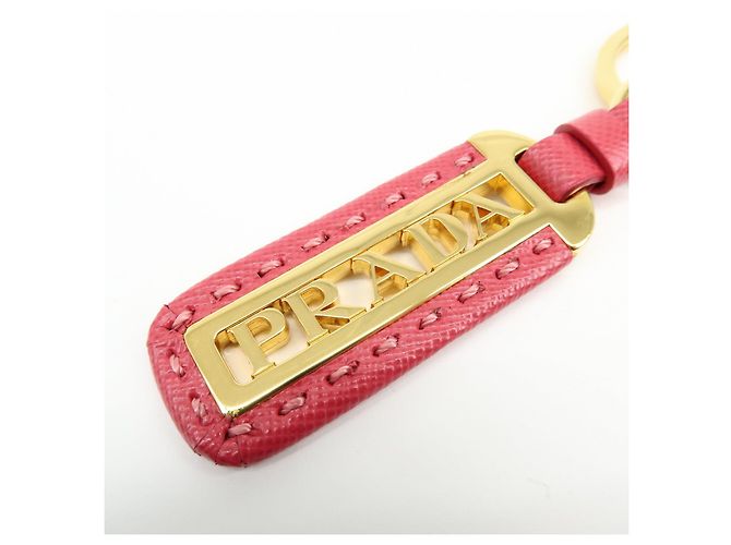 Charm per borsa e portachiavi in pelle e metallo con logo PRADA Pink Gold - vista 9