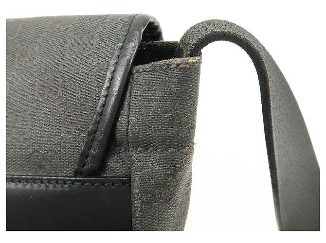 Borsa a tracolla GUCCI Crest GG Canvas Leather Grey Black 223680 - vista 13