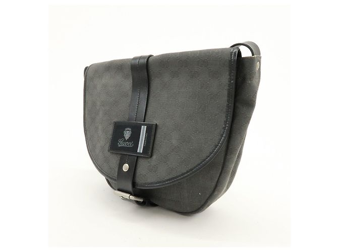 Borsa a tracolla GUCCI Crest GG Canvas Leather Grey Black 223680 - vista 3