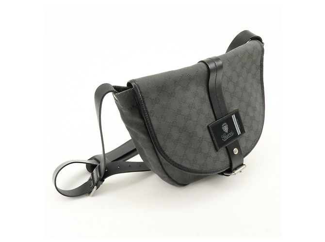 Borsa a tracolla GUCCI Crest GG Canvas Leather Grey Black 223680 - vista 4