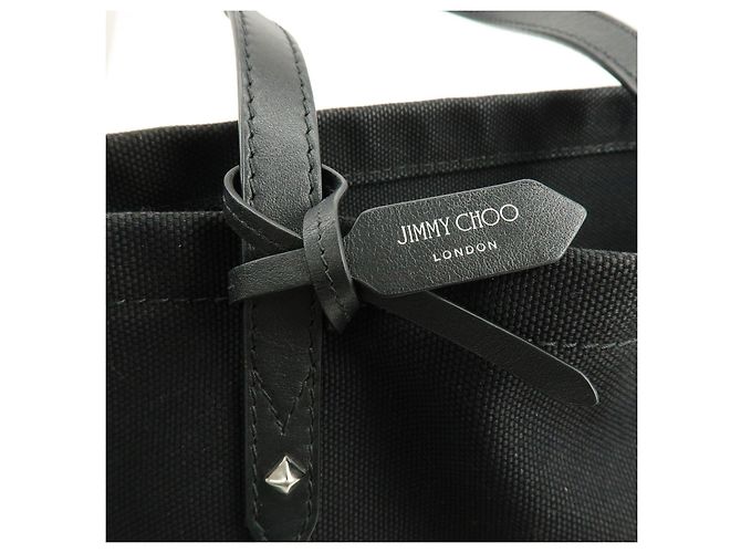 Borsa a tracolla e tote in pelle e tela logo JIMMY CHOO Nero - vista 18