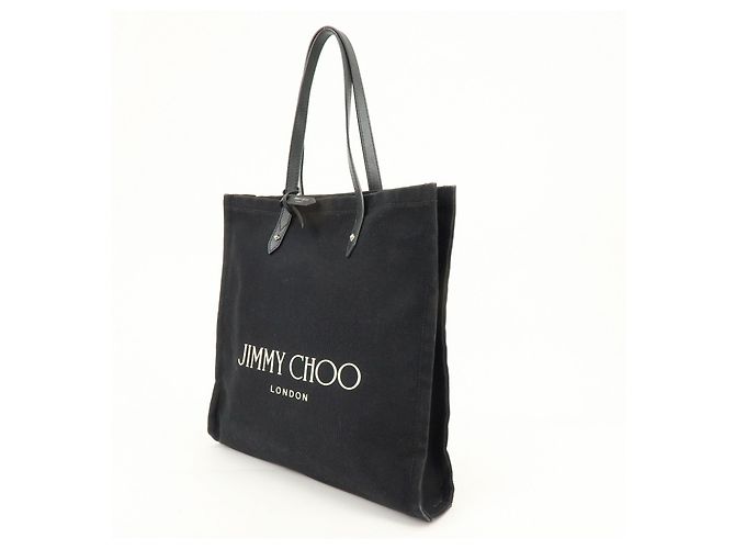 Borsa a tracolla e tote in pelle e tela logo JIMMY CHOO Nero - vista 3