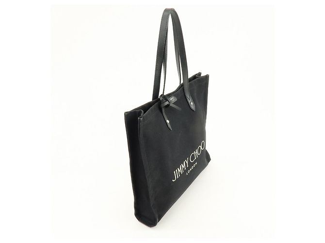 Borsa a tracolla e tote in pelle e tela logo JIMMY CHOO Nero - vista 4