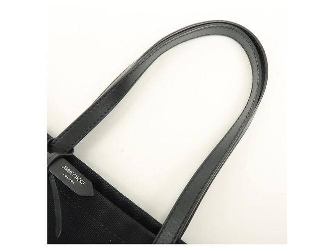 Borsa a tracolla e tote in pelle e tela logo JIMMY CHOO Nero - vista 6