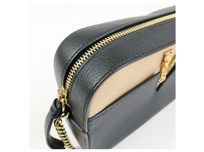 Borsa a tracolla in pelle VERSACE Virtus Nero Beige - vista 14
