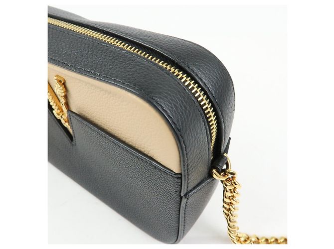 Borsa a tracolla in pelle VERSACE Virtus Nero Beige - vista 15