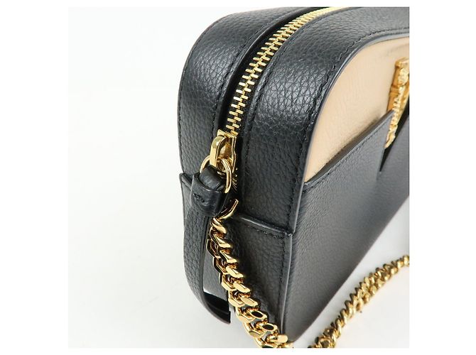 Borsa a tracolla in pelle VERSACE Virtus Nero Beige - vista 16