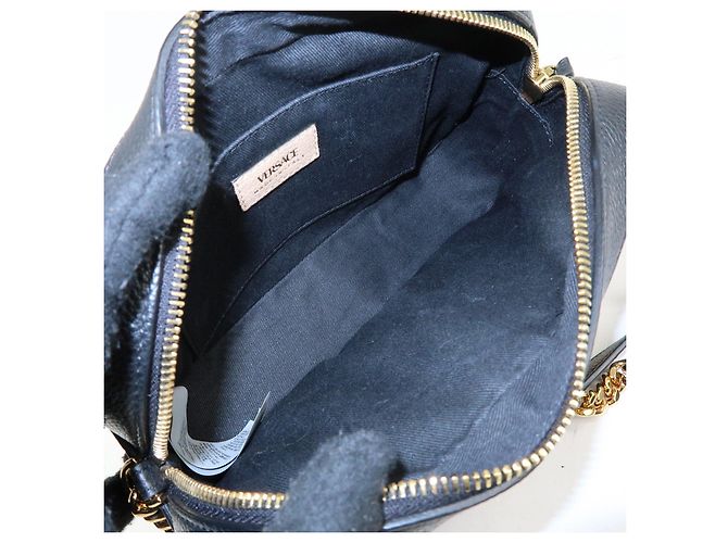 Borsa a tracolla in pelle VERSACE Virtus Nero Beige - vista 19