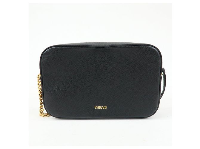 Borsa a tracolla in pelle VERSACE Virtus Nero Beige - vista 2