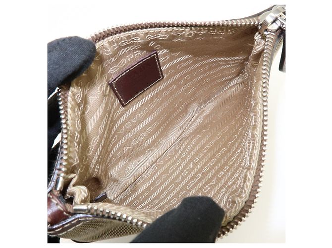 Necessaire in pelle jacquard con logo PRADA Beige Brown - vista 17