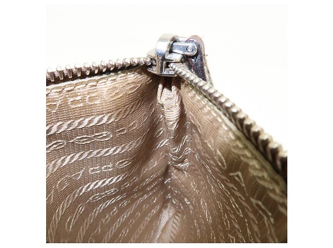 Necessaire in pelle jacquard con logo PRADA Beige Brown - vista 19