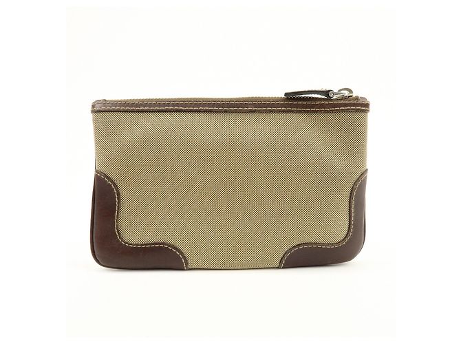 Necessaire in pelle jacquard con logo PRADA Beige Brown - vista 2
