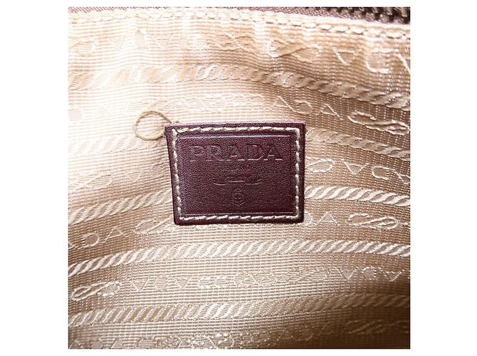 Necessaire in pelle jacquard con logo PRADA Beige Brown - vista 20