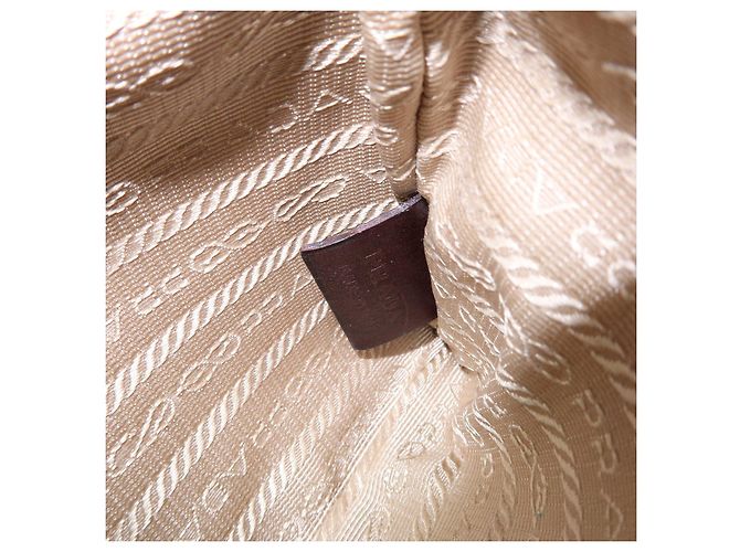 Necessaire in pelle jacquard con logo PRADA Beige Brown - vista 21