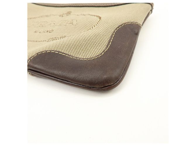 Necessaire in pelle jacquard con logo PRADA Beige Brown - vista 7
