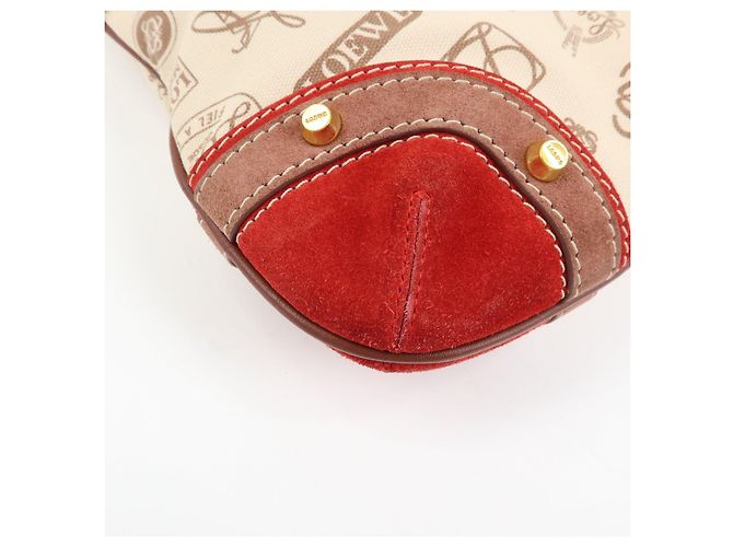 Borsa a tracolla e borsa a mano LOEWE in tela, pelle e camoscio Beige Red - vista 10