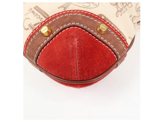 Borsa a tracolla e borsa a mano LOEWE in tela, pelle e camoscio Beige Red - vista 11