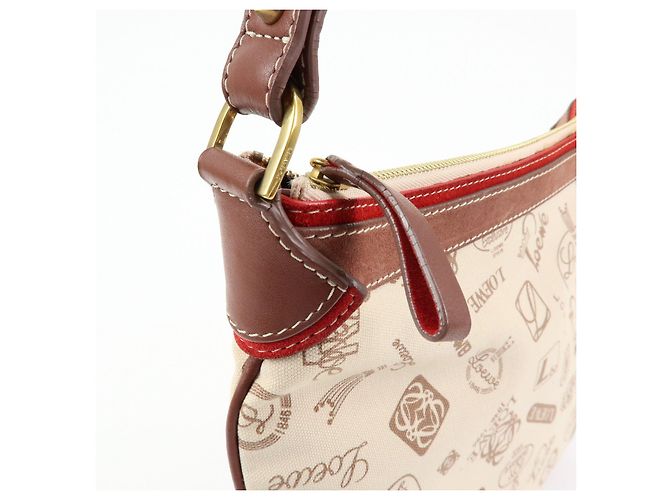 Borsa a tracolla e borsa a mano LOEWE in tela, pelle e camoscio Beige Red - vista 15