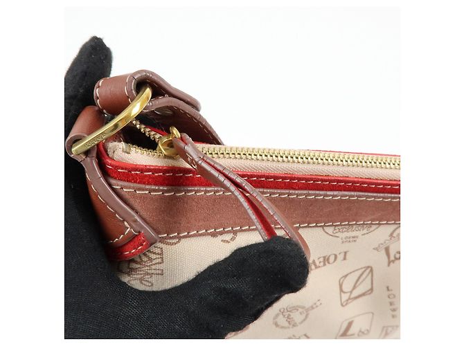 Borsa a tracolla e borsa a mano LOEWE in tela, pelle e camoscio Beige Red - vista 16