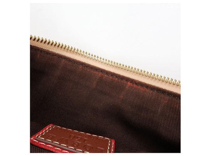 Borsa a tracolla e borsa a mano LOEWE in tela, pelle e camoscio Beige Red - vista 23