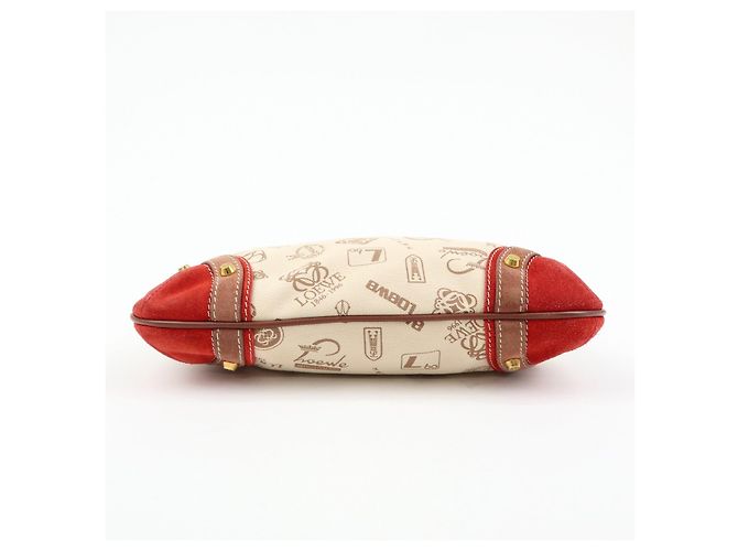 Borsa a tracolla e borsa a mano LOEWE in tela, pelle e camoscio Beige Red - vista 5