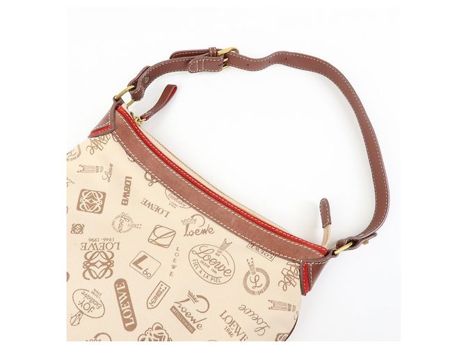 Borsa a tracolla e borsa a mano LOEWE in tela, pelle e camoscio Beige Red - vista 6