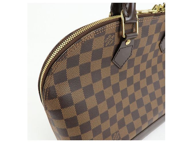Borsa a mano Louis Vuitton Damier Canvas Leather Alma PM Brown N51131 - vista 15